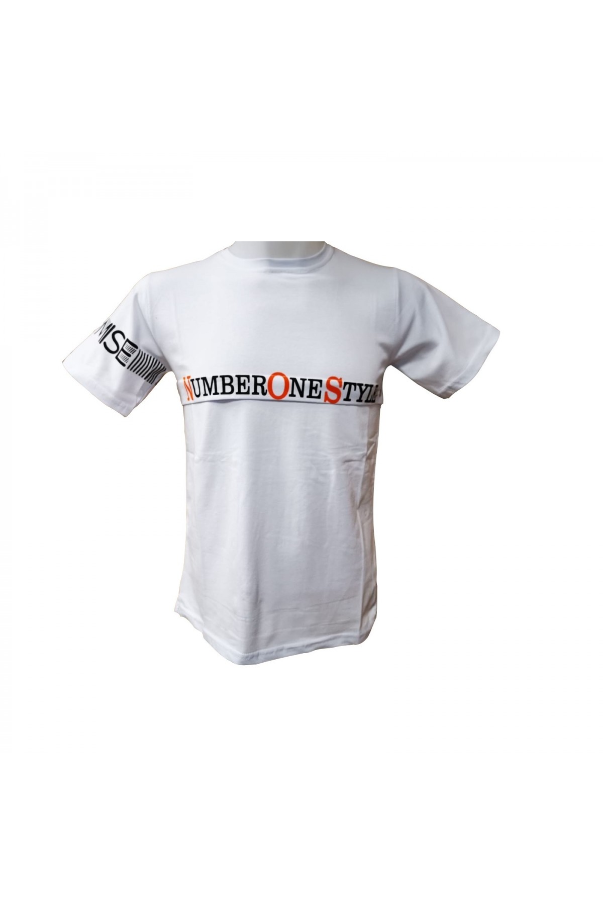 Erkek Çocuk Beyaz Sırt Baskılı Bisiklet Yaka Kısa Kol Tarz T-Shirt 11028-2