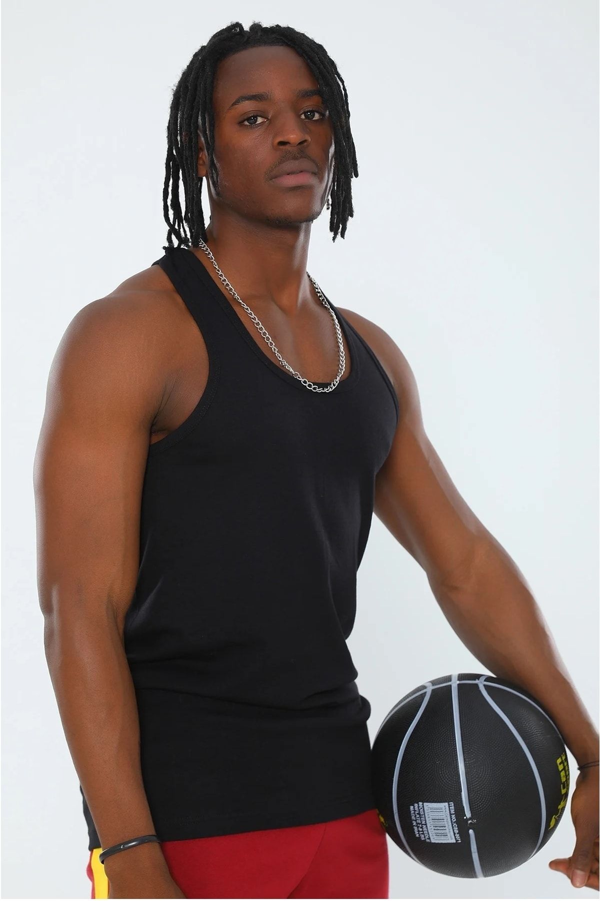 Erkek Siyah Kolsuz Ribana Rambo Sporcu Atlet 24008-01