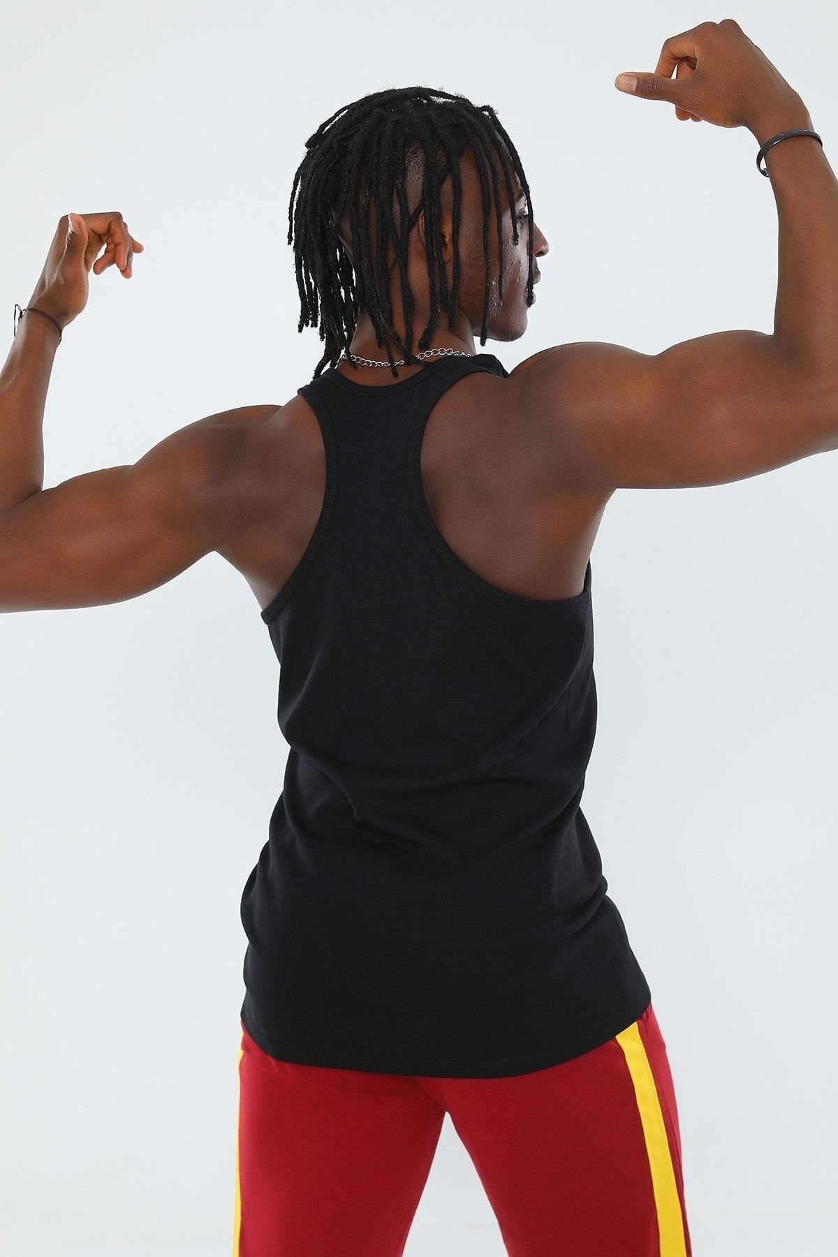 Erkek Siyah Kolsuz Ribana Rambo Sporcu Atlet 24008-01