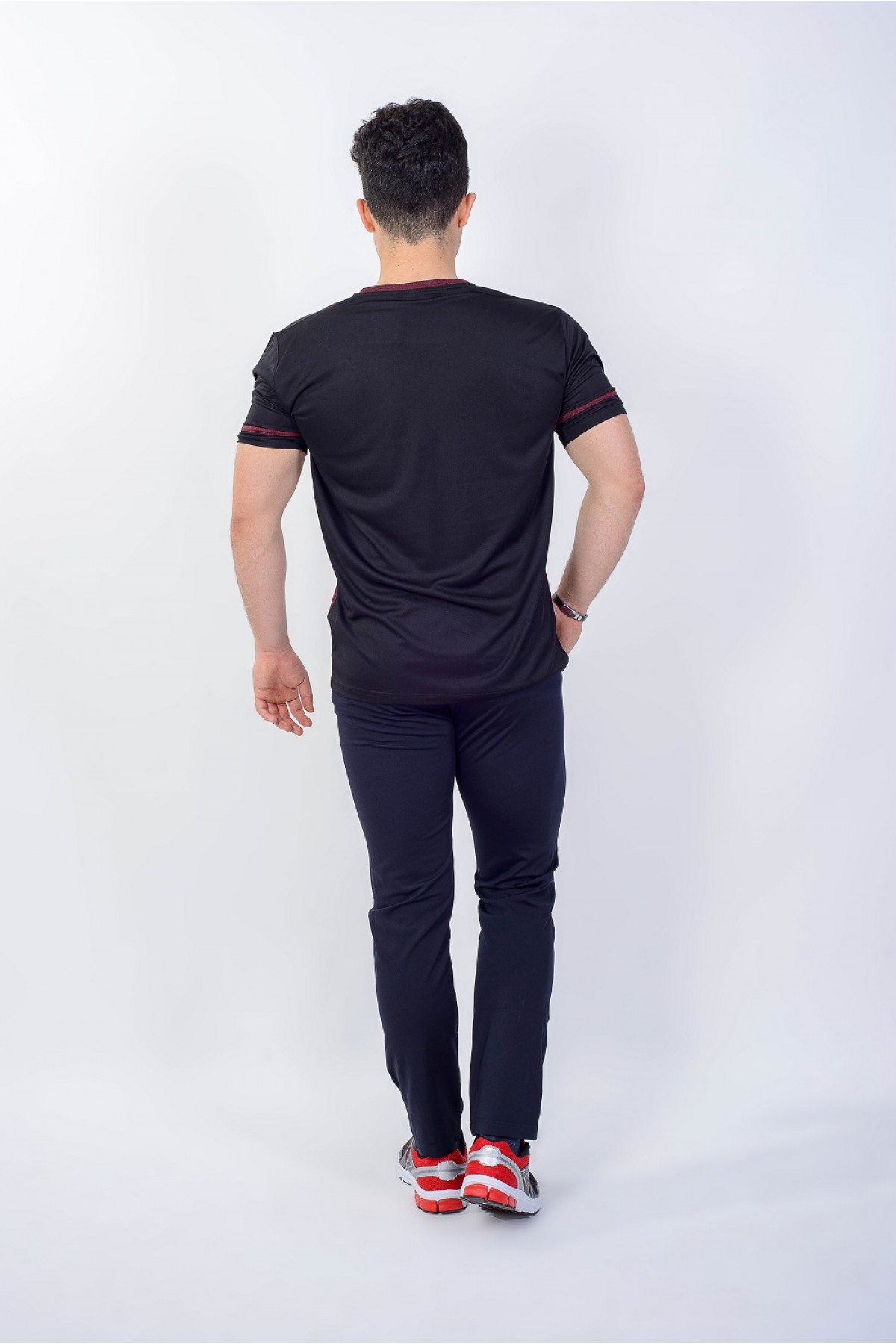 Erkek Bisiklet Yaka Spor T-Shırt Bordo Crosstime 5022-11