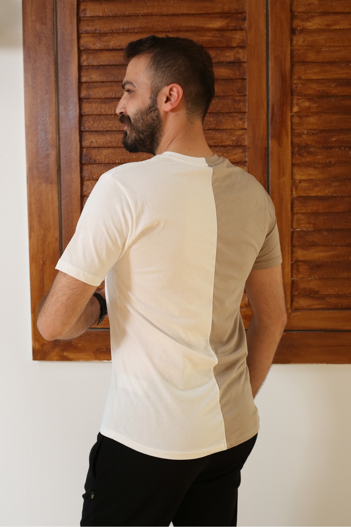 Vizon Baskılı Kısa Kol Bisiklet Yaka Slim T-Shirt 8090-18