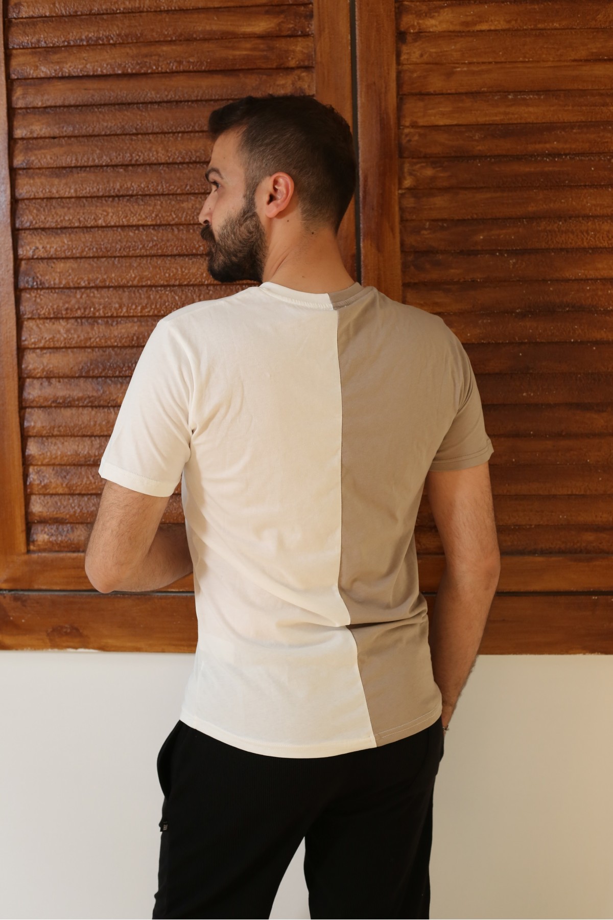 Vizon Baskılı Kısa Kol Bisiklet Yaka Slim T-Shirt 8090-18