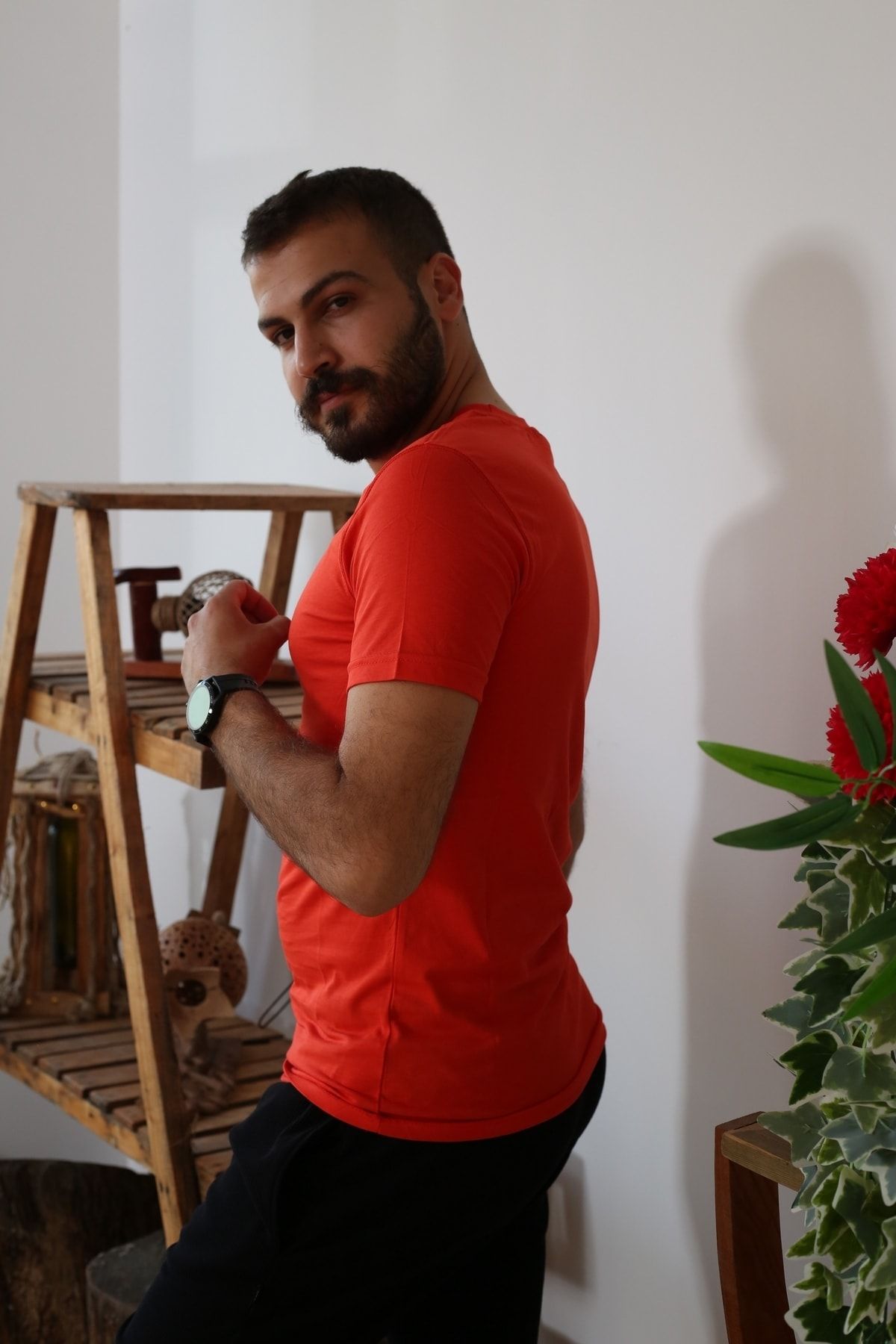 Nar Çiçeği Kısa Kol Bisiklet Yaka Slim T-Shirt 8116-37