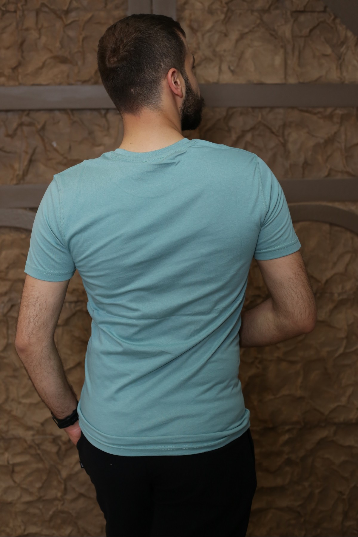 Çağla Yeşili Kısa Kol Bisiklet Yaka Slim T-Shirt 8116-44
