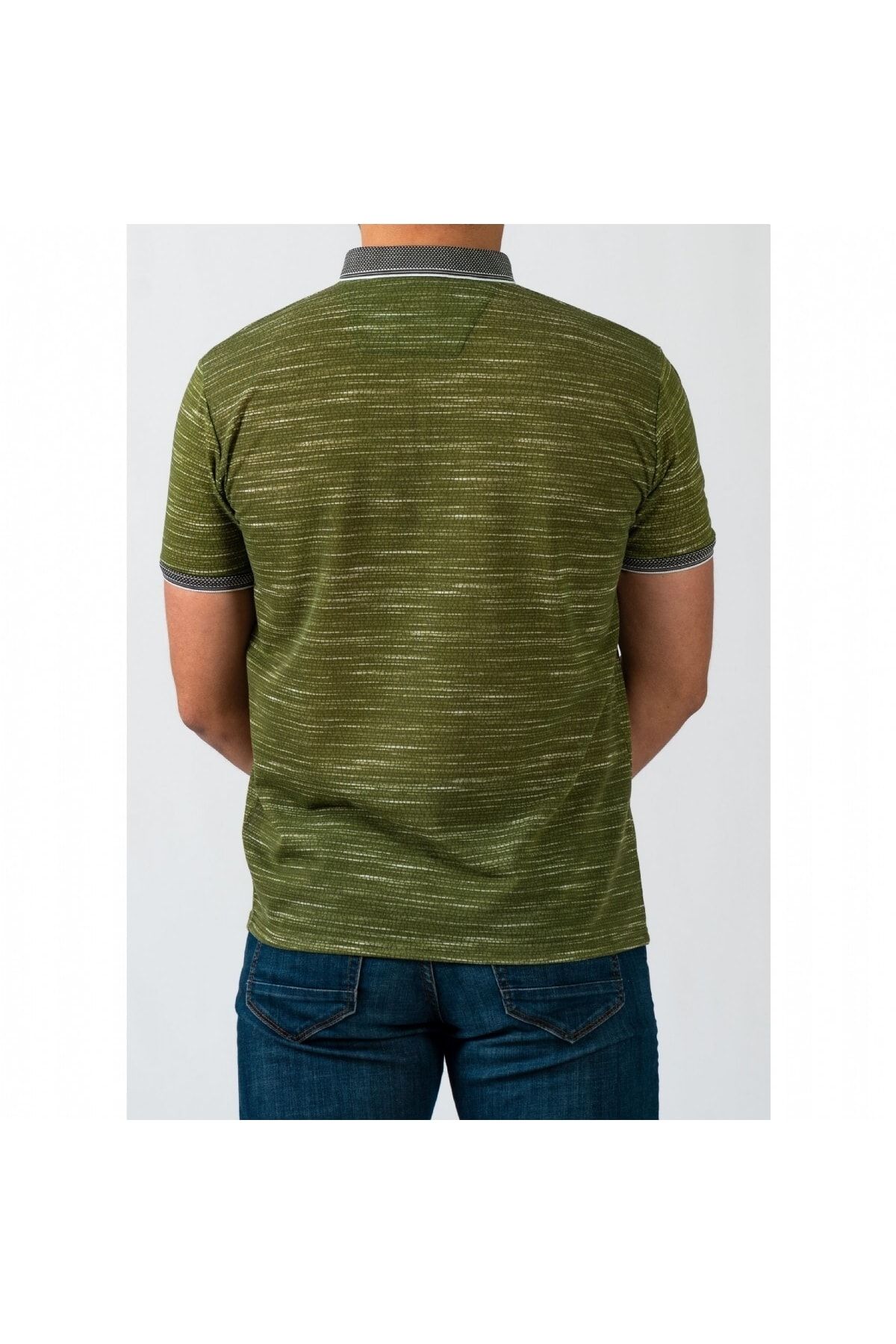 Erkek Haki Dijital Baskı Polo Yaka Kısa Kol T-Shirt 9030-2