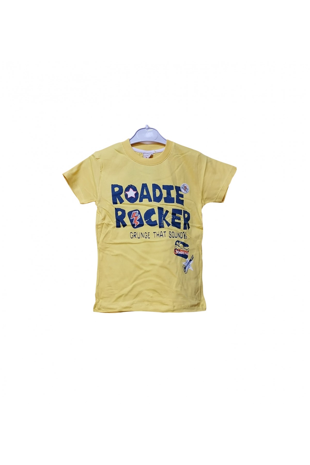 Erkek Çocuk Sarı Baskılı Bisiklet Yaka Kısa Kol T-Shirt 995-3