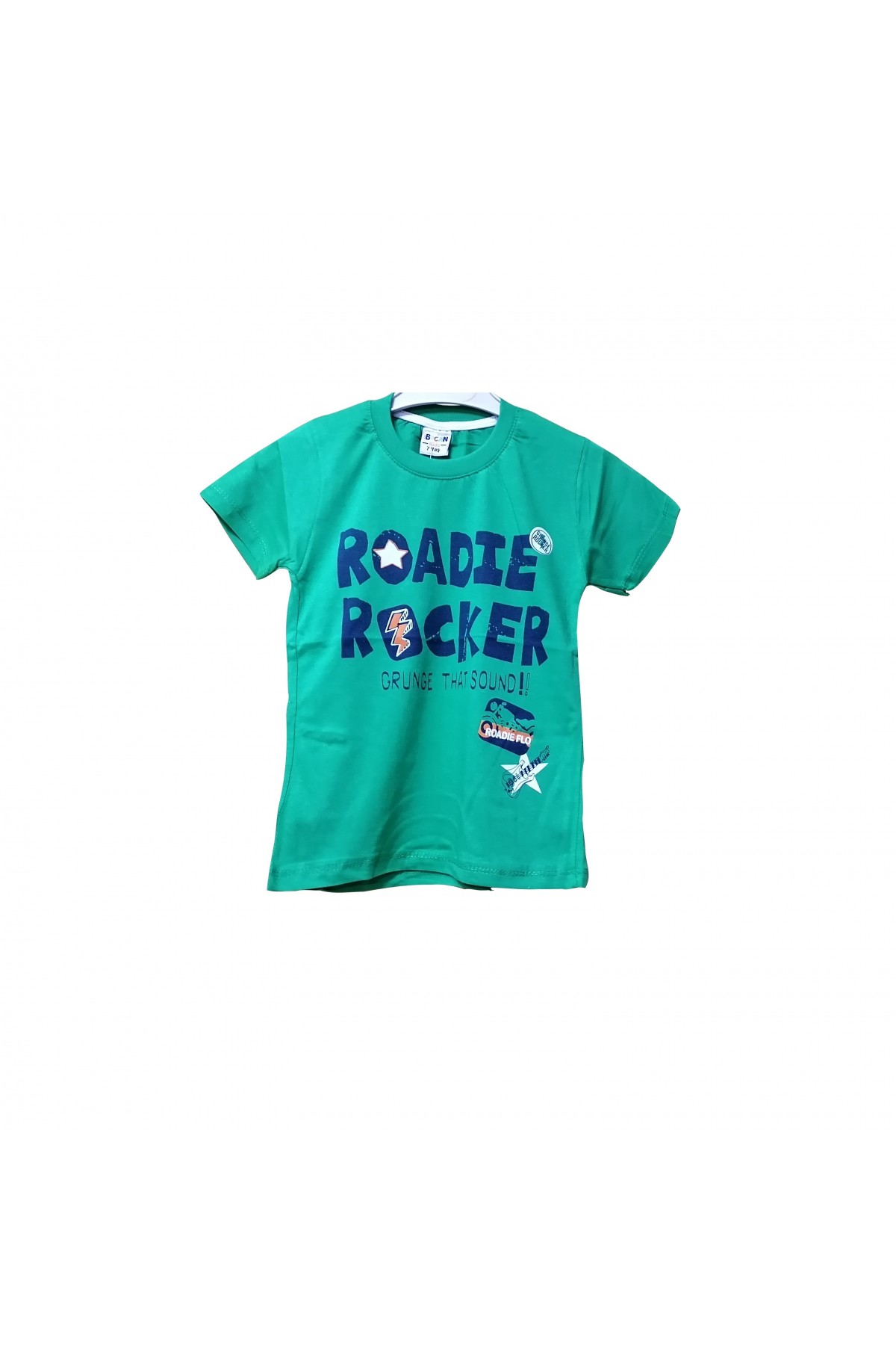 Erkek Çocuk Yeşil Baskılı Bisiklet Yaka Kısa Kol T-Shirt 995-4