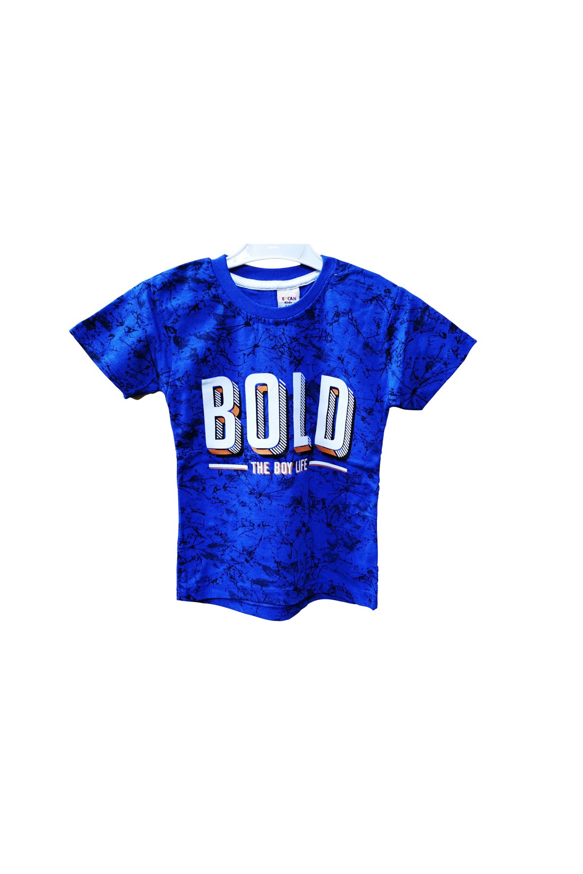 Erkek Çocuk Mavi Baskılı Bisiklet Yaka Kısa Kol T-Shirt 997-1