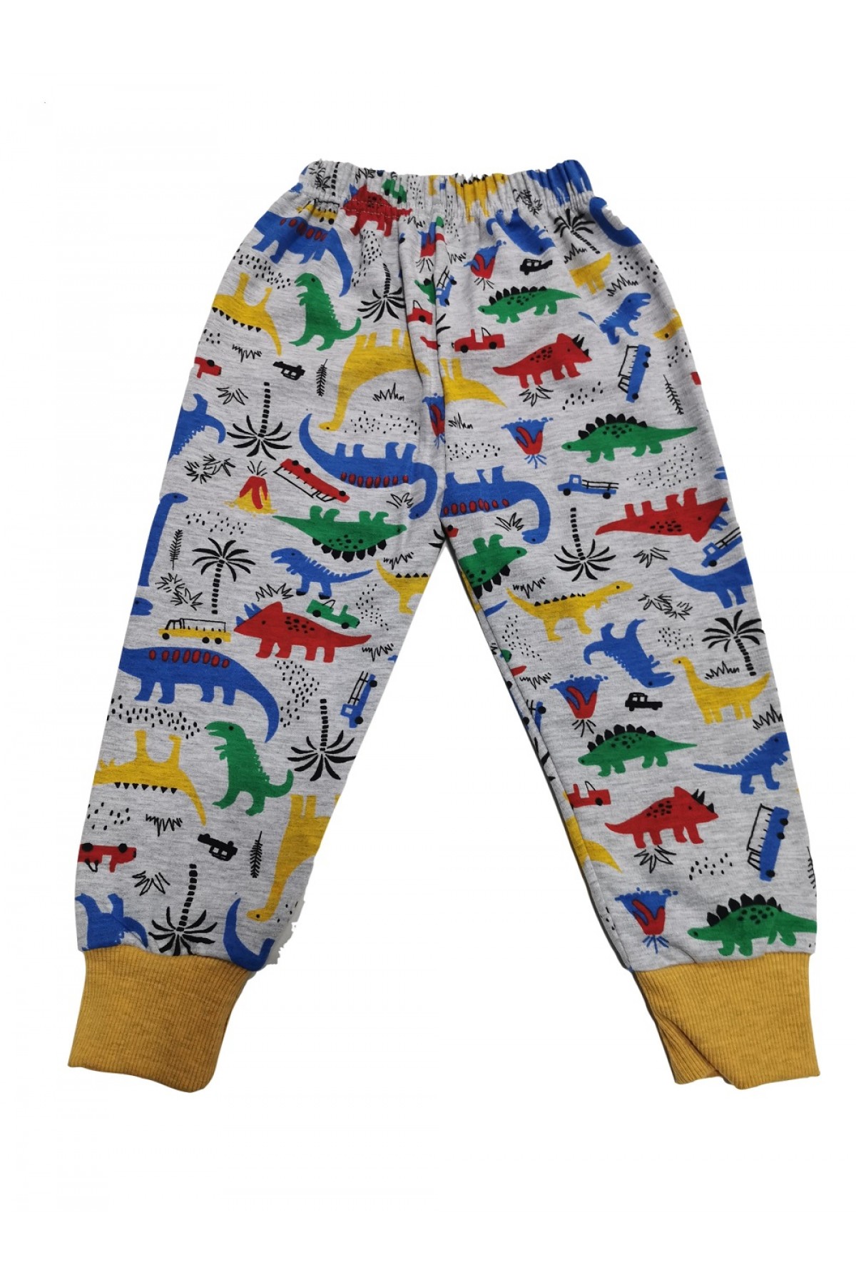 Erkek Çocuk Gri Sarı Dinazor Desenli Eşofman Altı BB001