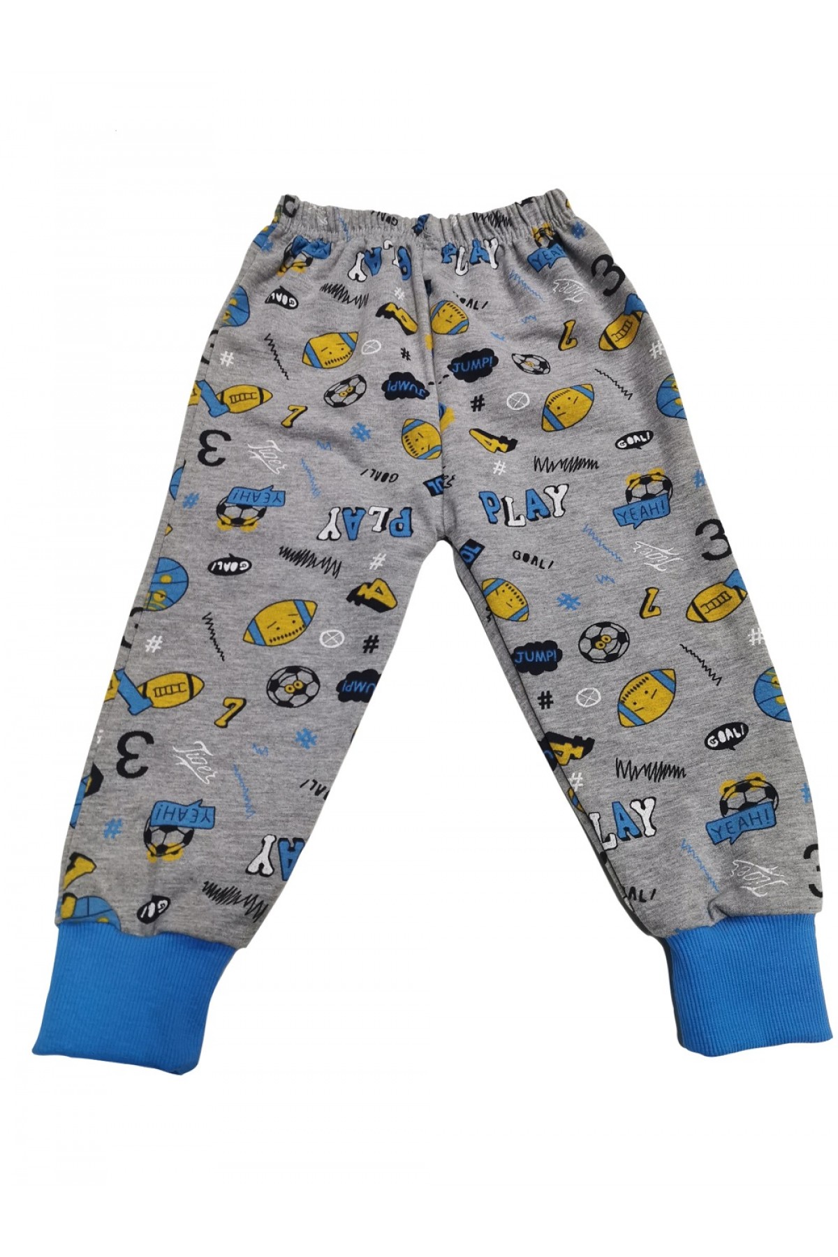 Erkek Çocuk Antrasit Mavi Play Cool Desenli Eşofman Altı BB011