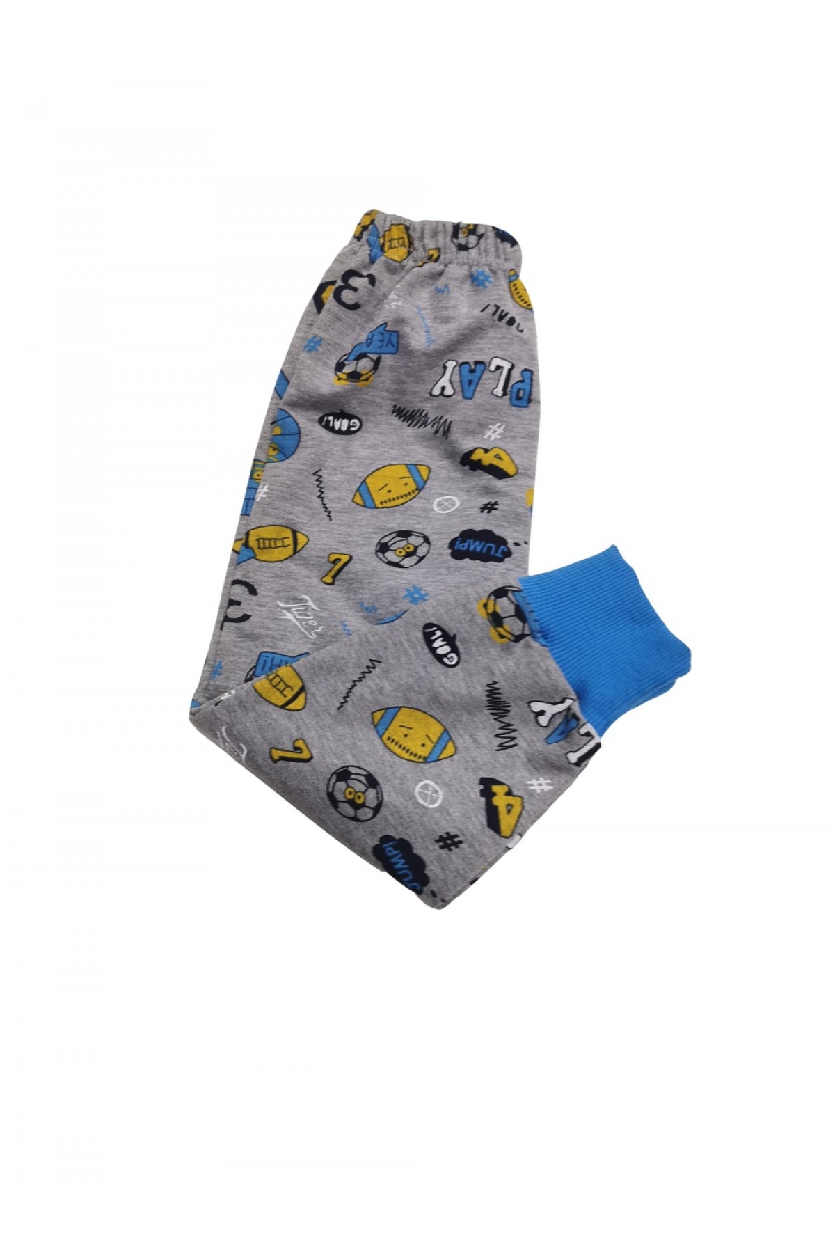 Erkek Çocuk Antrasit Mavi Play Cool Desenli Eşofman Altı BB011