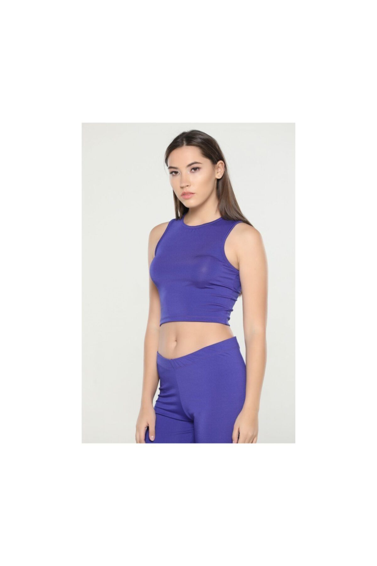 COM BACK BAYAN BİSİKLET YAKA SPOR DROP ATLET KOYU MOR COM351-1