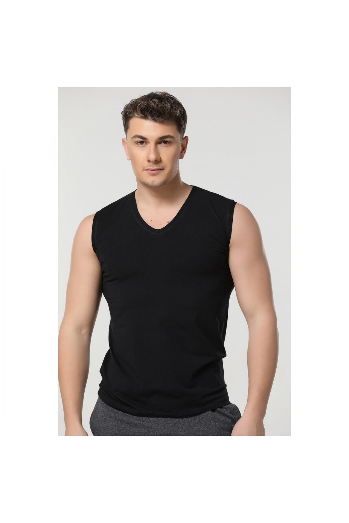 NAMALDİ ERKEK V YAKA KOLSUZ ATLET SİYAH CV188