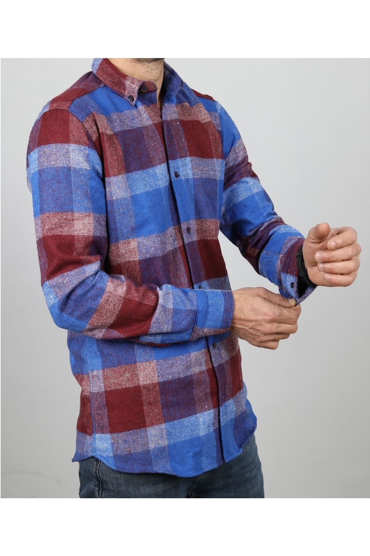 Erkek Mavi Oduncu Gömlek EO2021-05