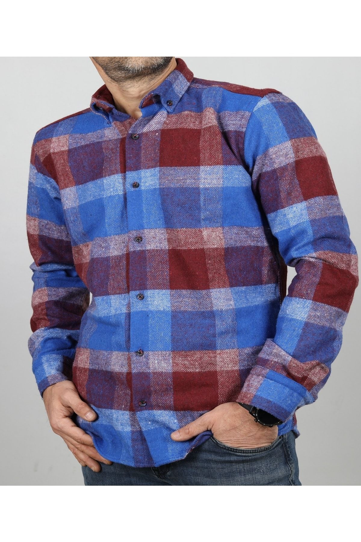 Erkek Mavi Oduncu Gömlek EO2021-05