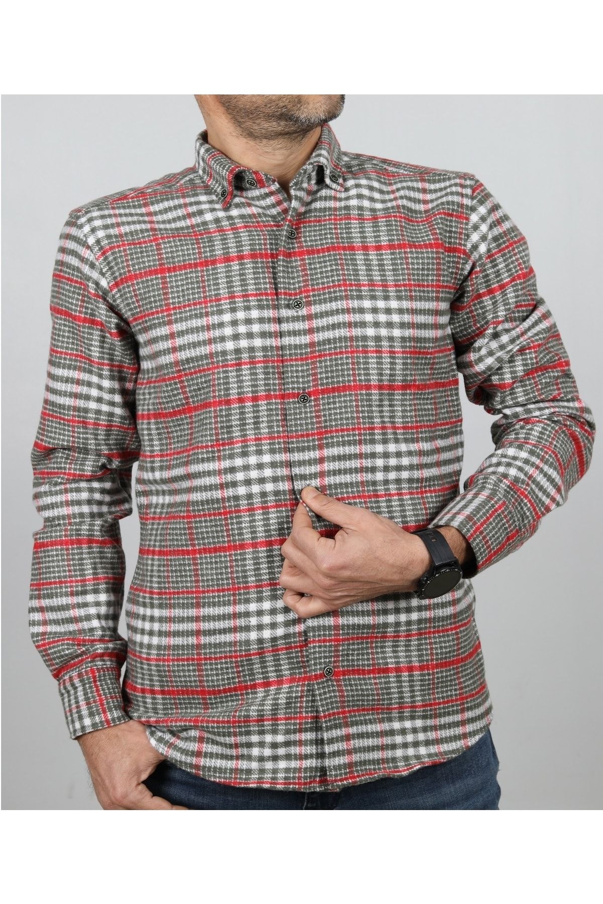 Erkek Haki Oduncu Gömlek EO2021-06