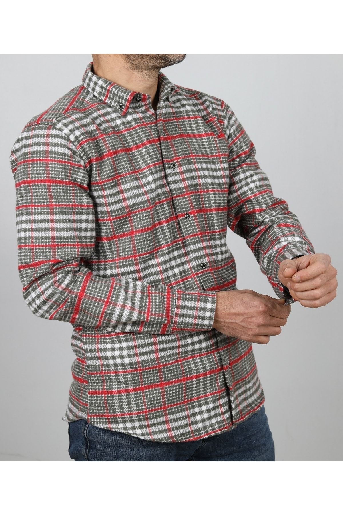 Erkek Haki Oduncu Gömlek EO2021-06