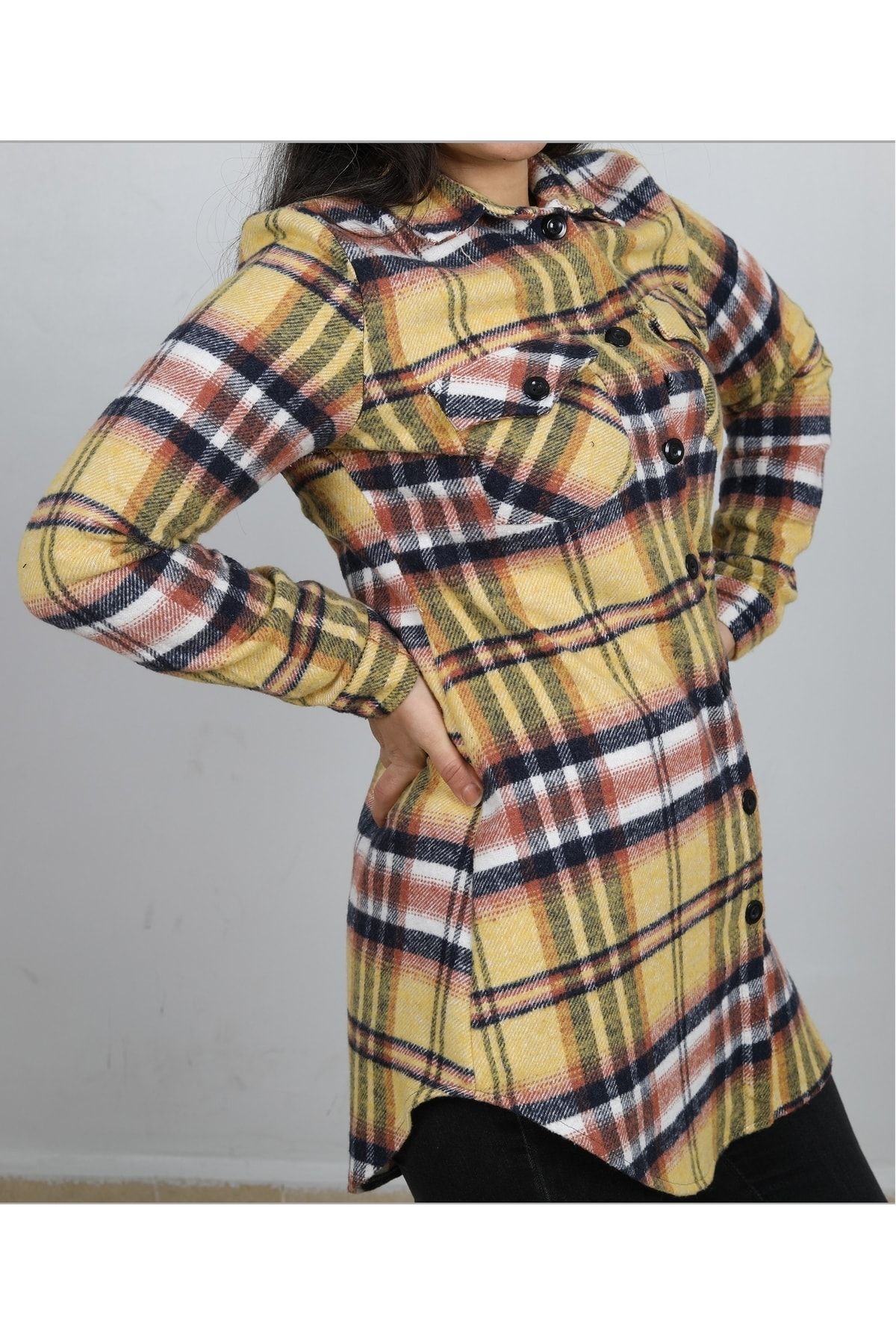 Kadın Sarı Oduncu Gömlek KG2021-08
