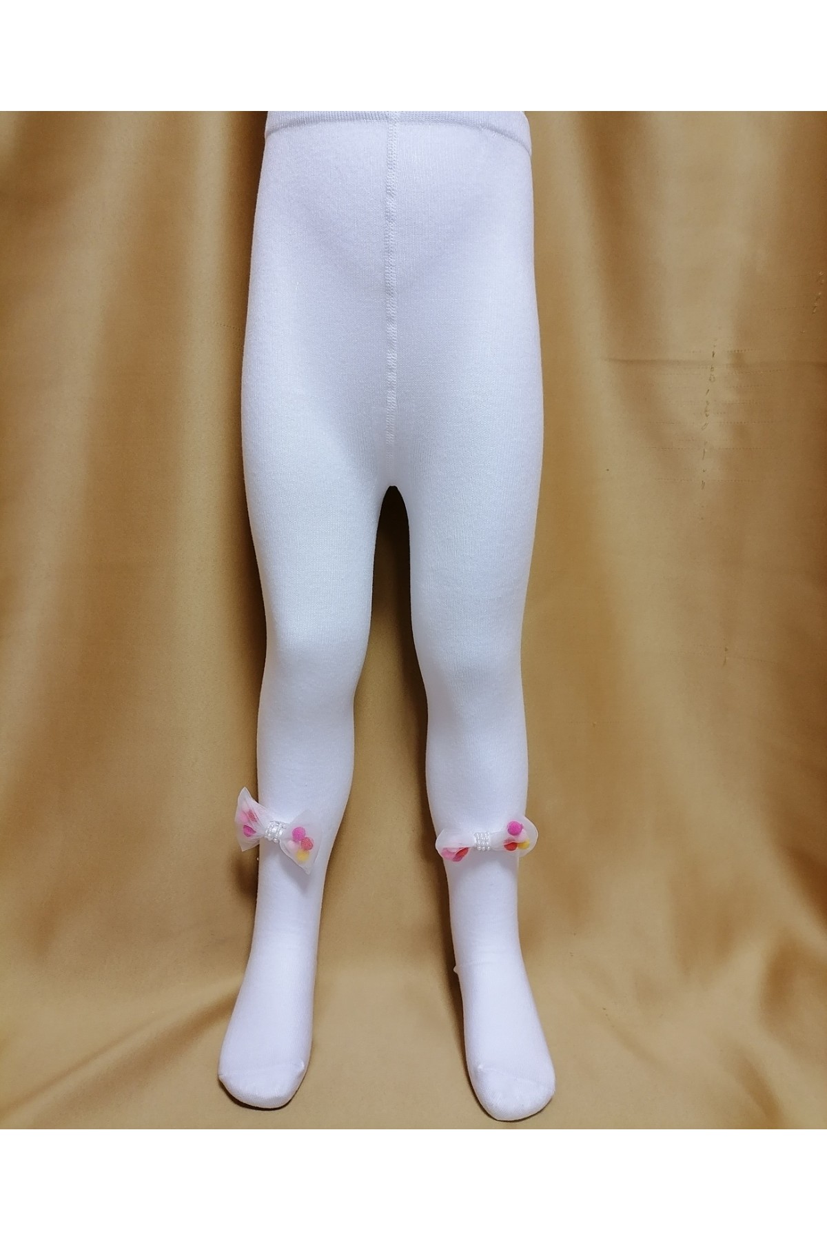 Kız Çocuk Renkli Fiyonk Desenli Külotlu Çorap SN004