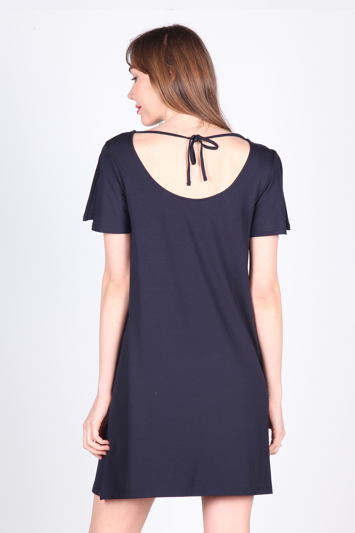 LACİVERT GÜNLÜK PENYE ELBİSE