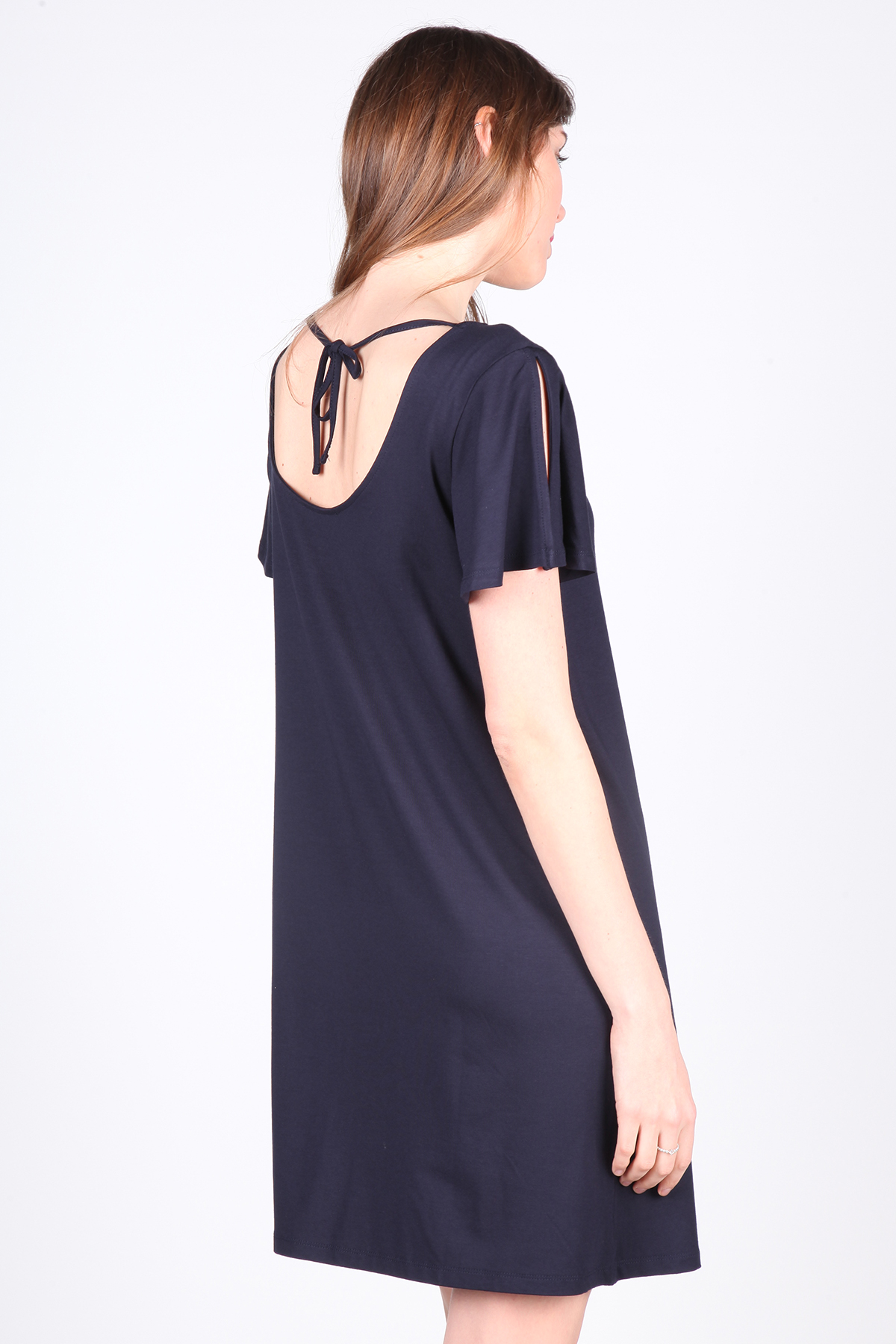 LACİVERT GÜNLÜK PENYE ELBİSE