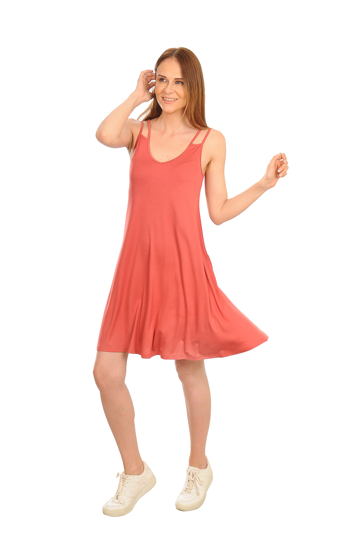 TABA RENGİ PLAJ ELBİSESİ