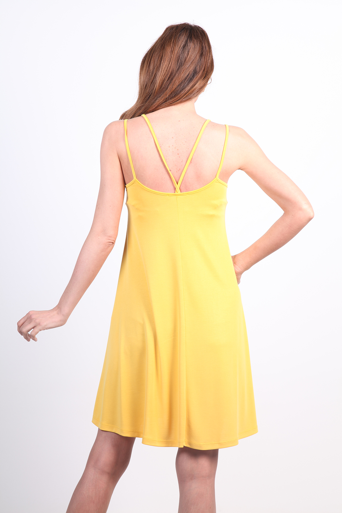 MODAL SARI PLAJ ELBİSESİ