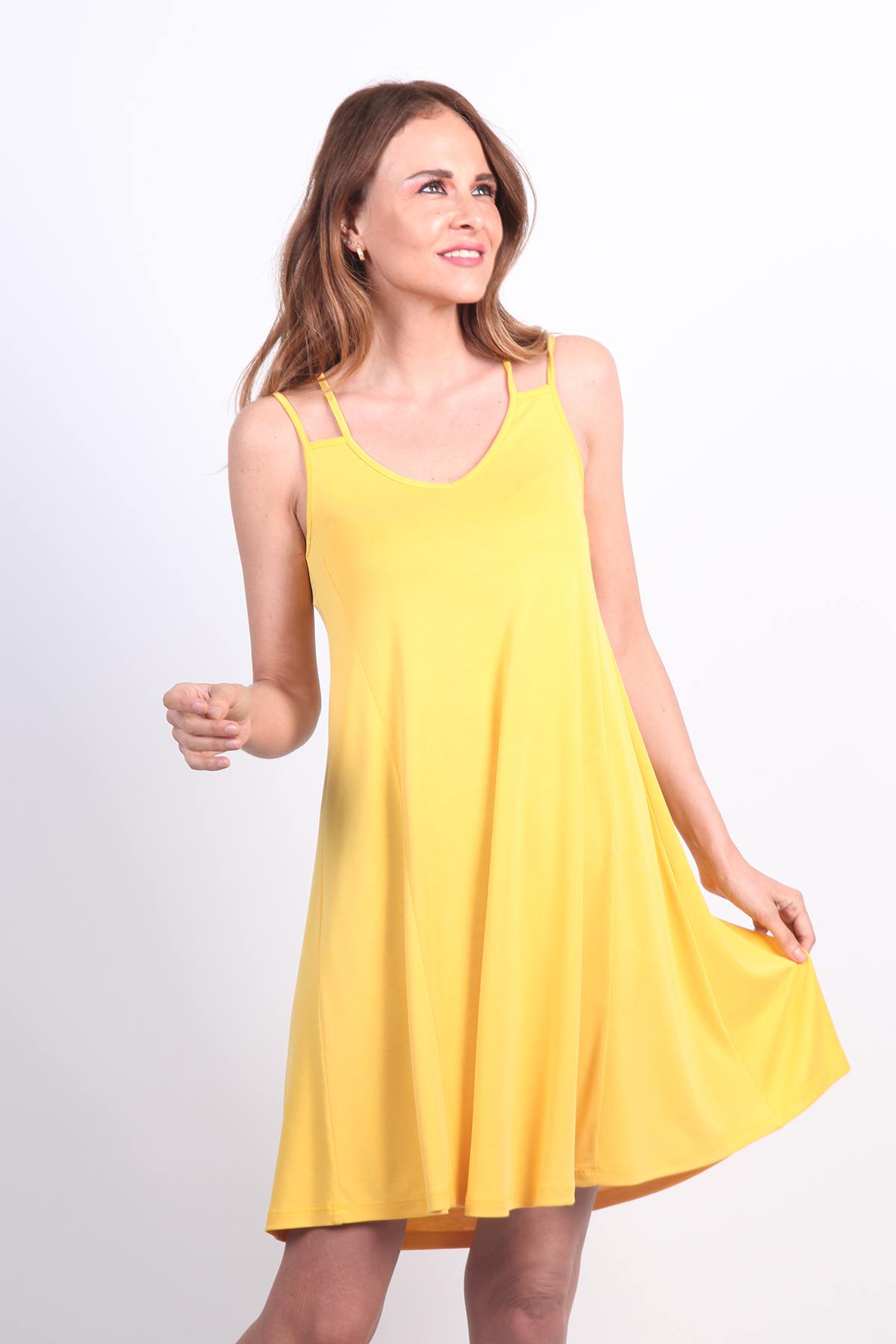 MODAL SARI PLAJ ELBİSESİ