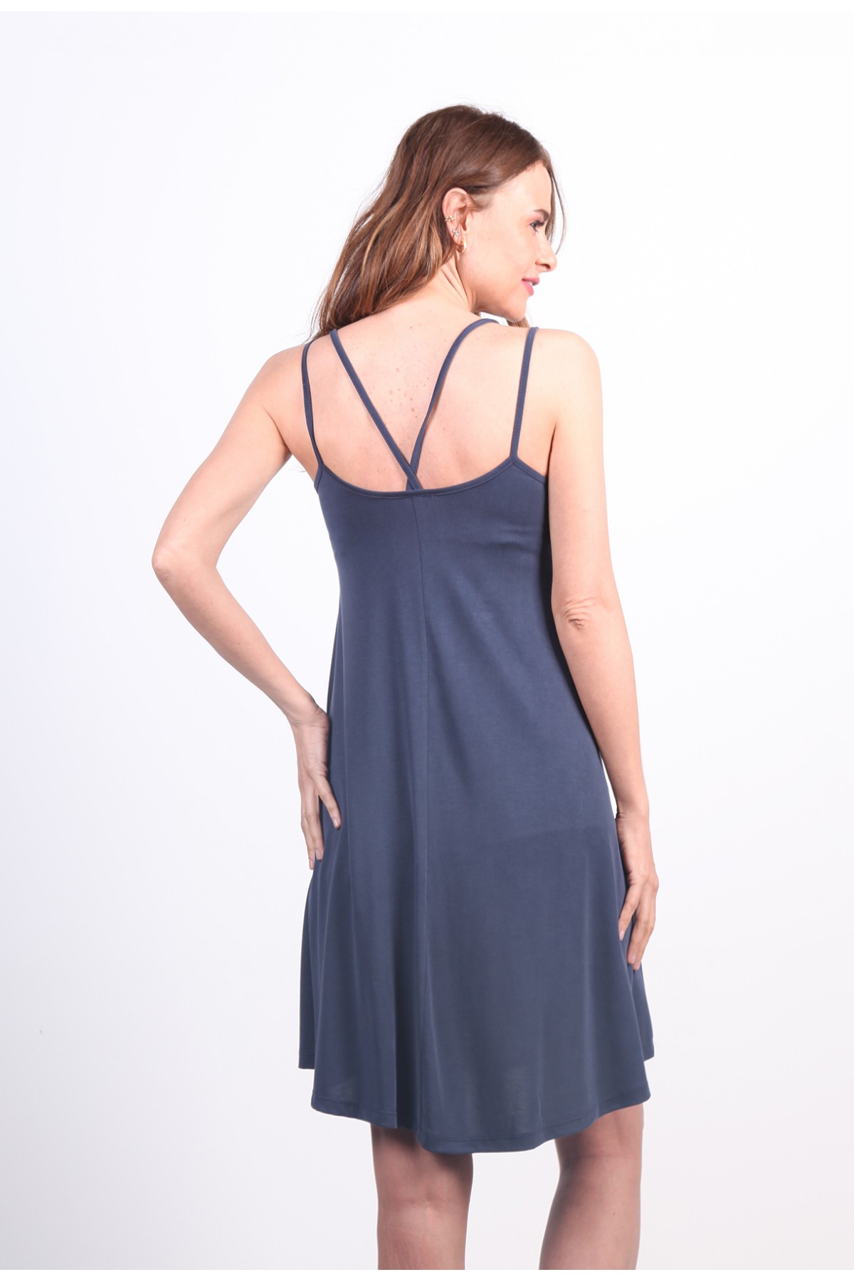 MODAL DENİM MAVİSİ PLAJ ELBİSESİ