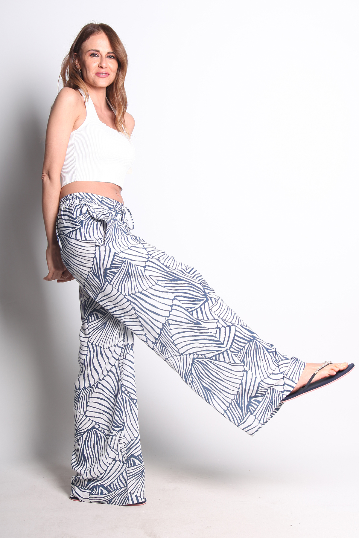 BEYAZ DESENLİ PLAJ PANTOLON