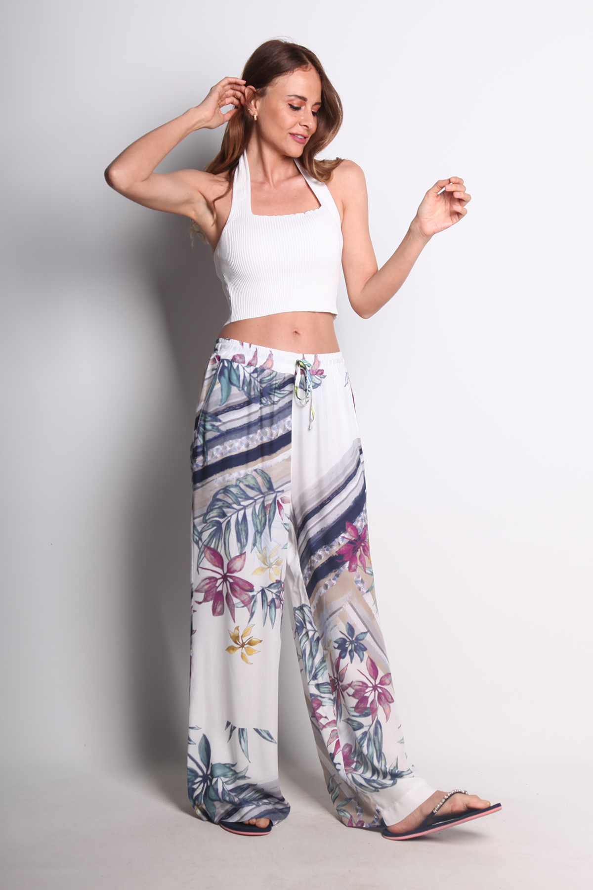 BORDO DESENLİ PLAJ PANTOLON