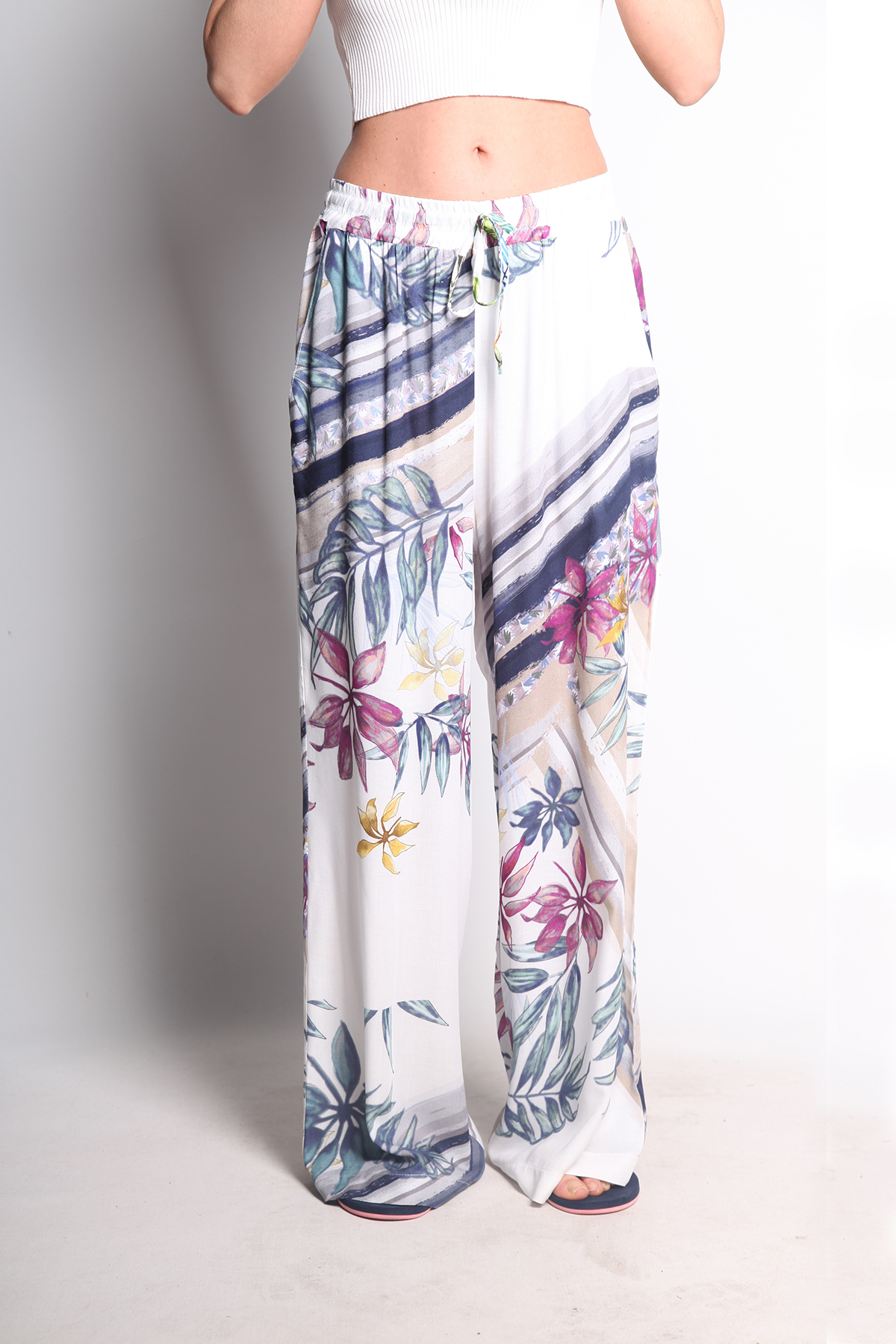 BORDO DESENLİ PLAJ PANTOLON