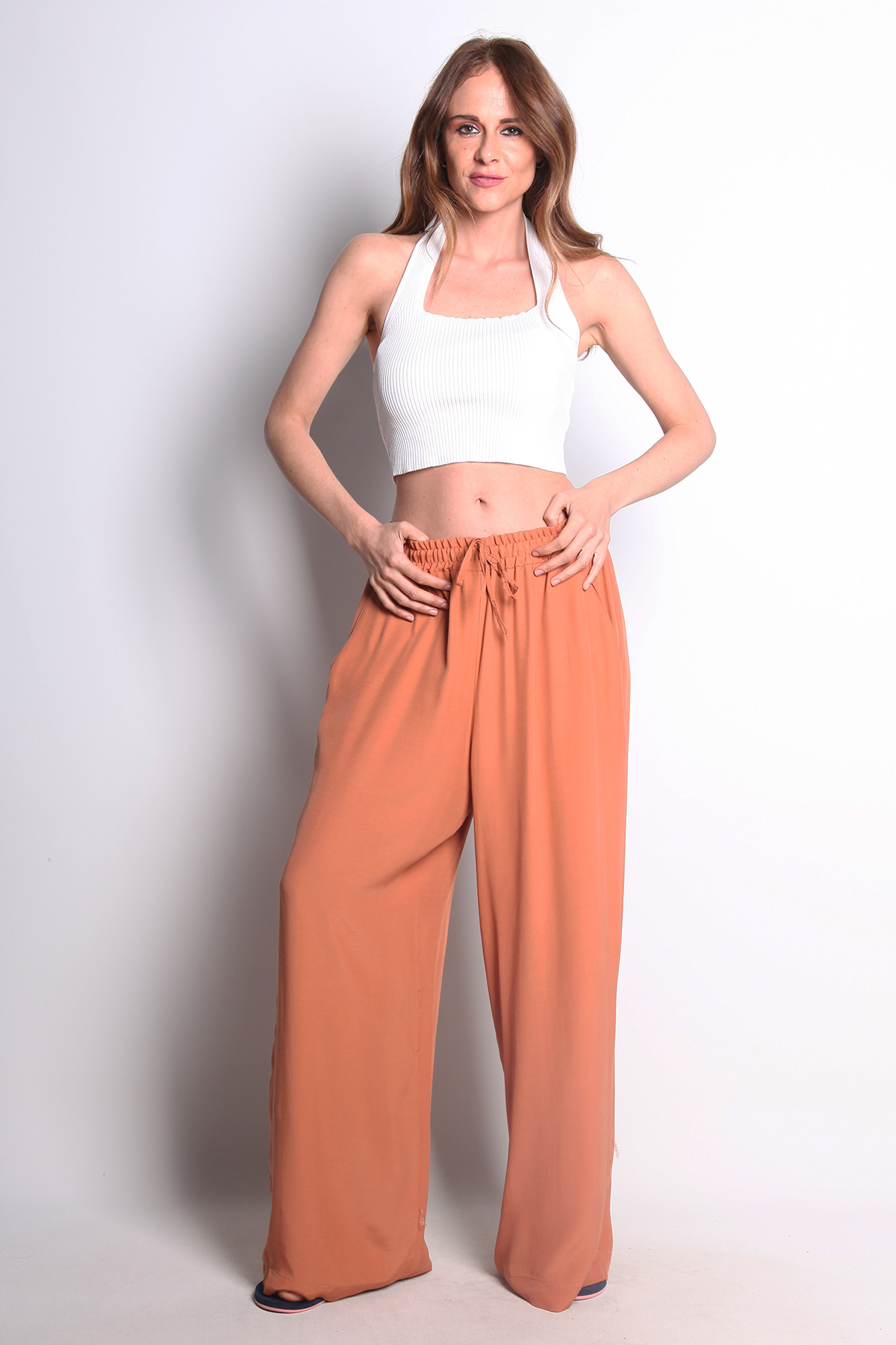 TABA RENGİ GENİŞ PAÇA PANTOLON