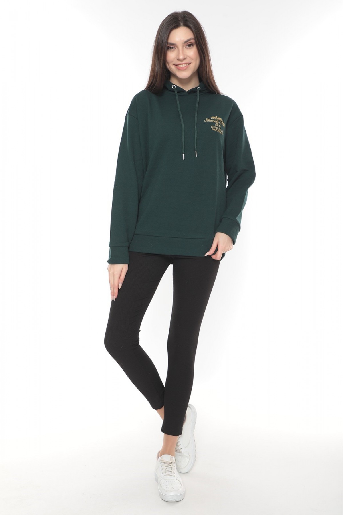 Kapüşonlu Nakışlı Sweatshirt