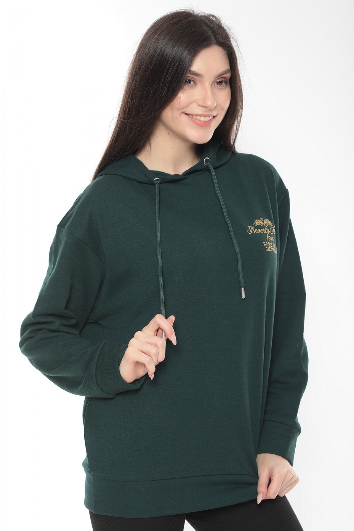 Kapüşonlu Nakışlı Sweatshirt