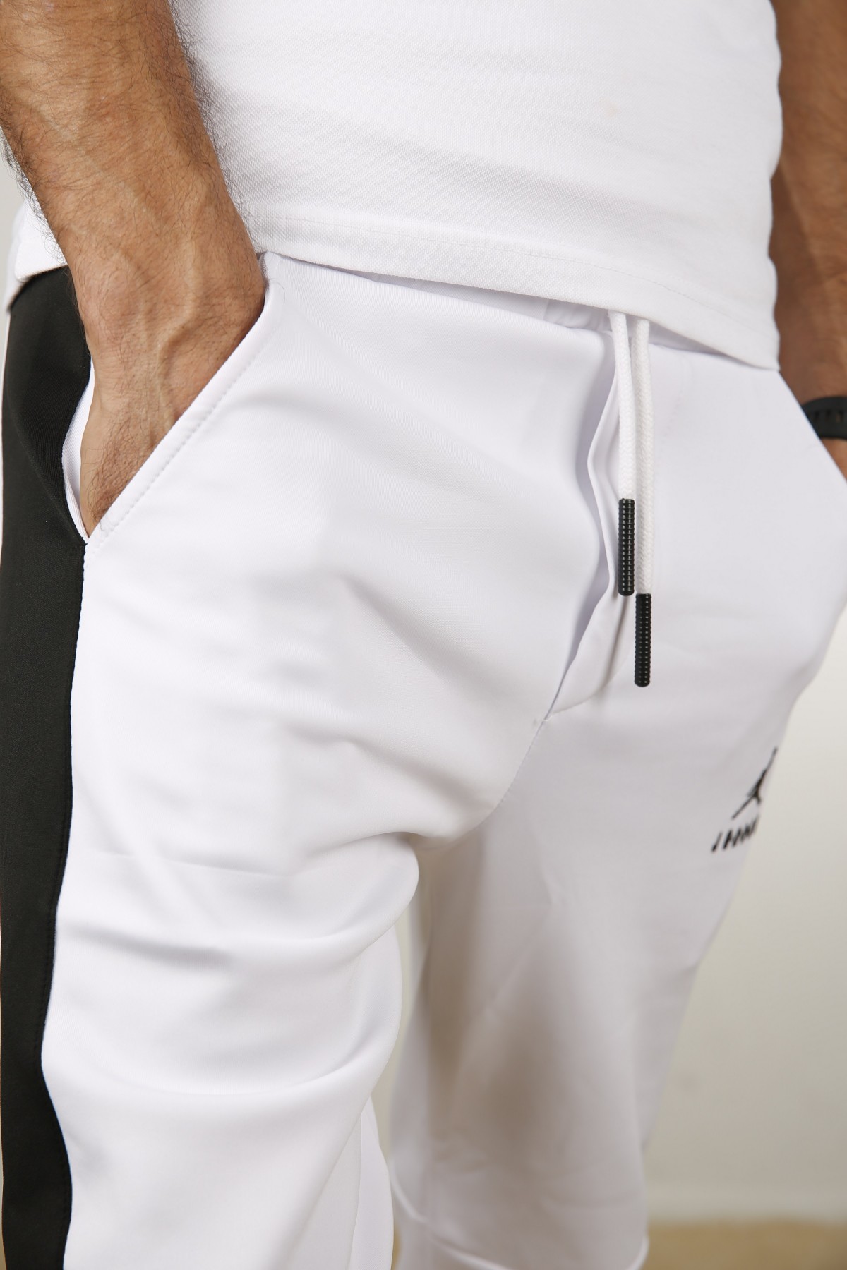 Erkek Beyaz Skuba Kumaş Alttan Manşetli Eşofman Altı 40262B