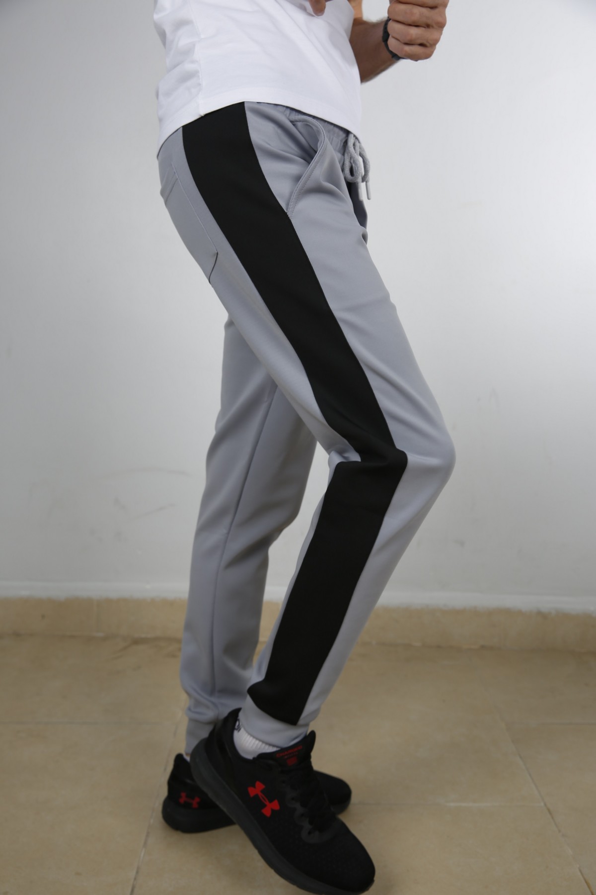 Erkek Gri Skuba Kumaş Alttan Manşetli Eşofman Altı 40262G