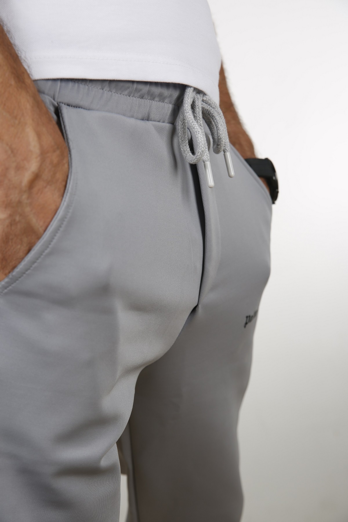 Erkek Gri Skuba Kumaş Alttan Manşetli Eşofman Altı 40262G