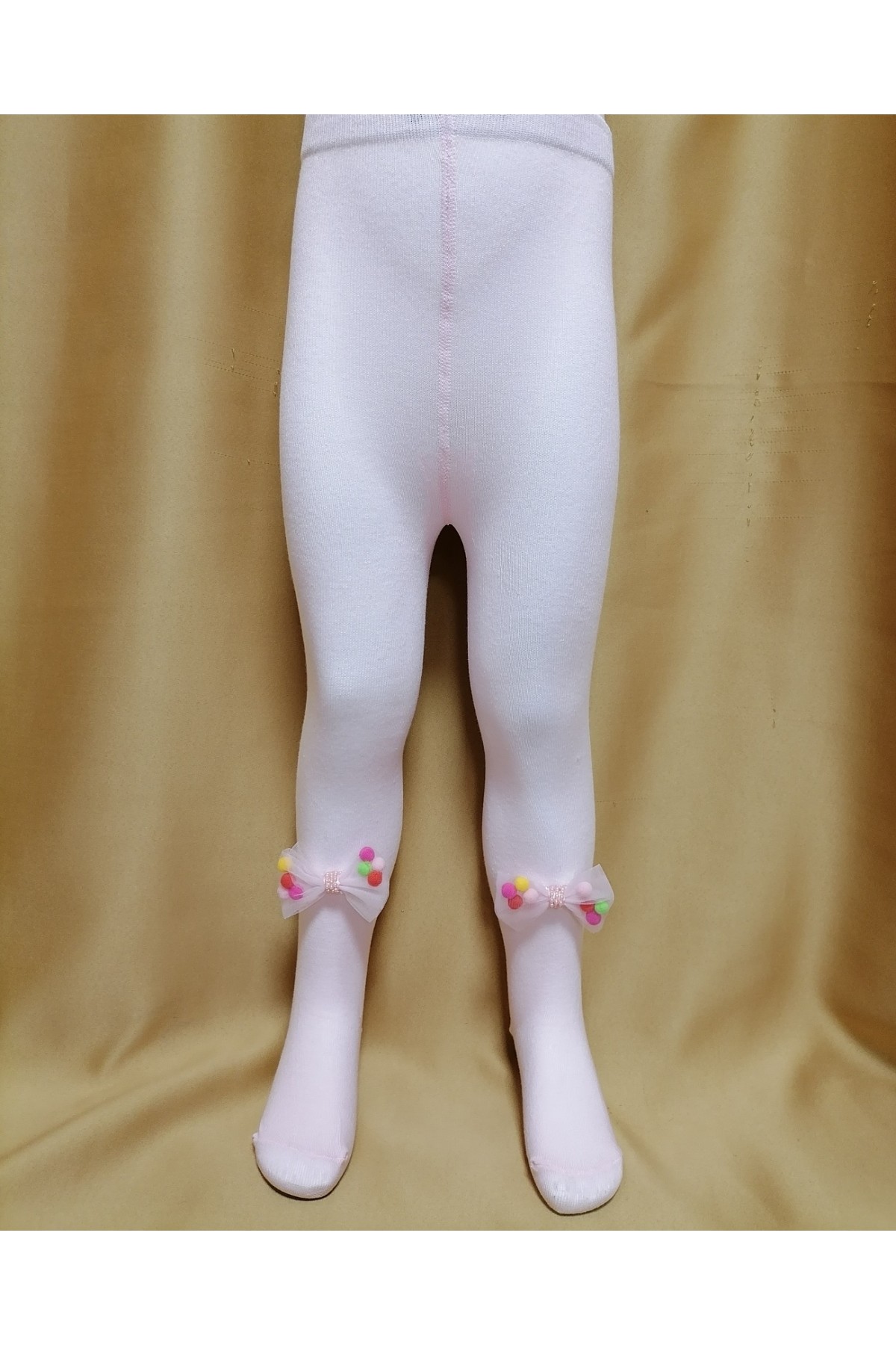 Kız Çocuk Renkli Fiyonk Desenli Külotlu Çorap SN004